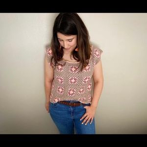 Handmade crochet granny square top